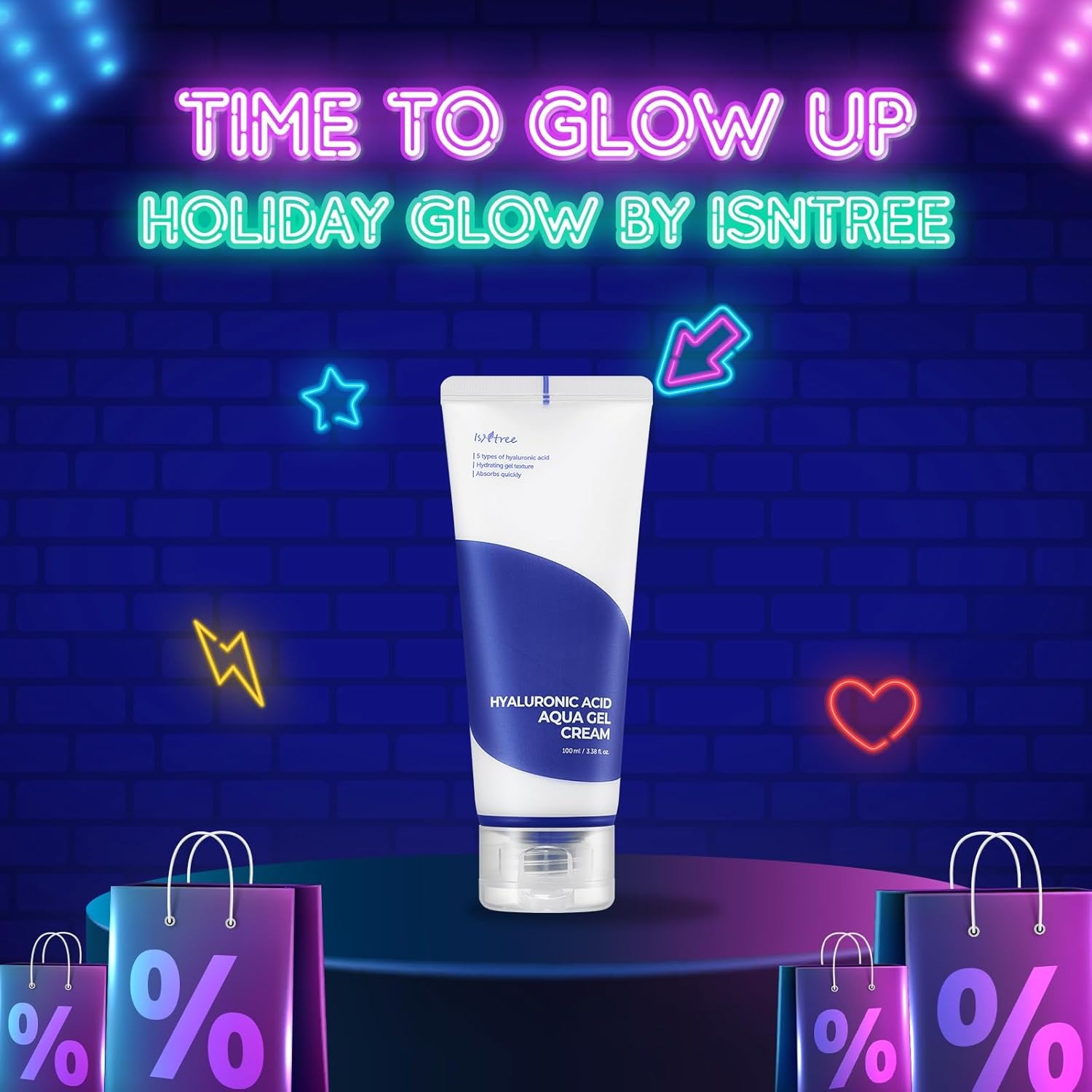 IsNtree Hyaluronic Acid Aqua Gel Cream 100ml, 3.38 fl oz | Korean Skincare | Lightweight Moisturizer | Quick-Absorbing Hydration | For Oily to Combination Skin - Image 4